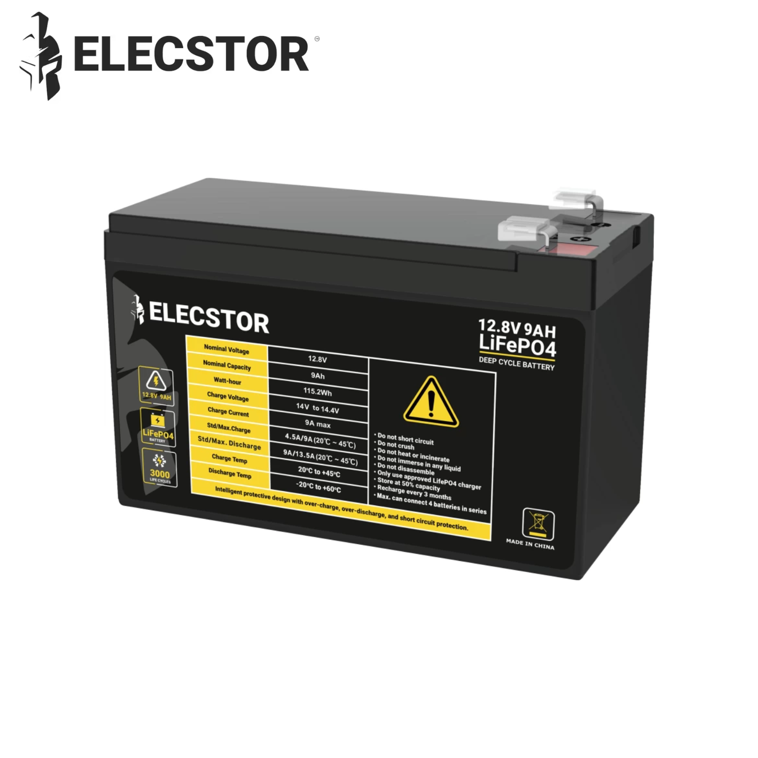 Elecstor 12V 9Ah LIFEPO4 Battery